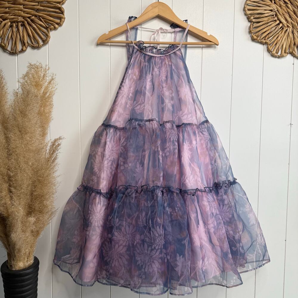 Free People mini dress tiered ruffled floral Medium - Picture 3 of 10